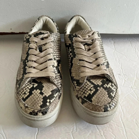 AllSaints Trish Snakeskin Print Platform Sneakers Women’s 8 Beige - Picture 6 of 17